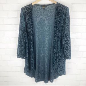 Emerald Green Sheer Velvet Kimono